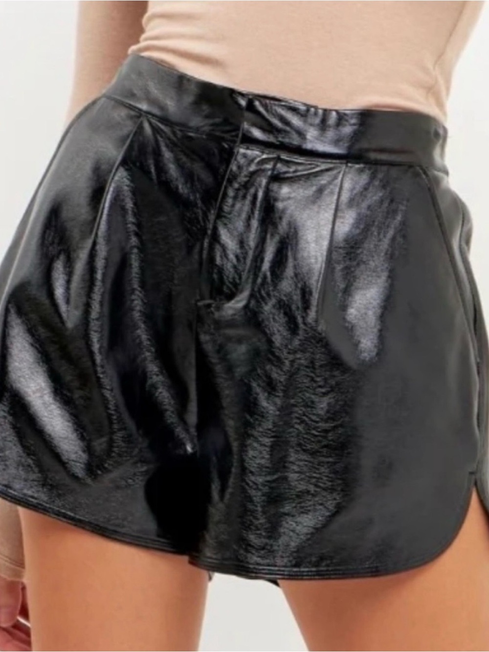 GREY LAB | Black Endless Rose High-Waisted Faux Leather Shorts